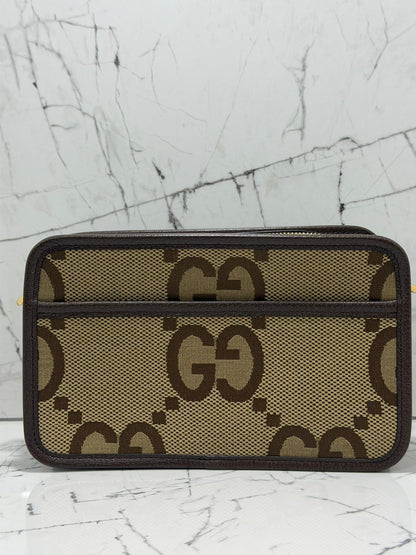 gucci Borsa unisex  a spalla Jumbo GG Web Stripe Marrone Pelle