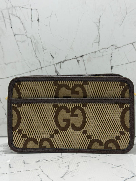 gucci Borsa unisex  a spalla Jumbo GG Web Stripe Marrone Pelle