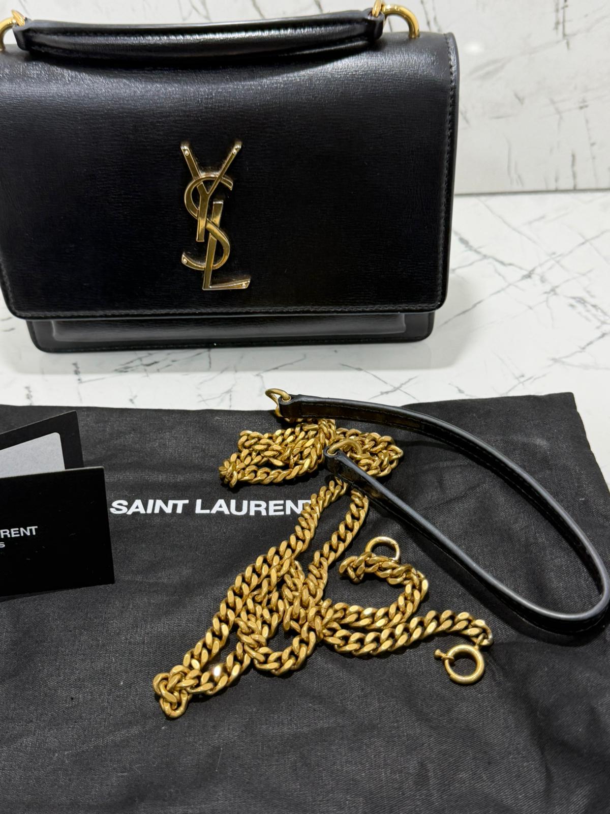 Saint Laurent Sunset borsa donna  Wallet on chain black leather