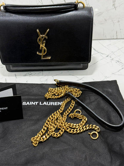 Saint Laurent Sunset borsa donna  Wallet on chain black leather