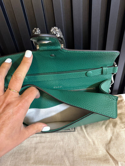 GUCCI BORSA A SPALLA DIONYSUS IN PELLE VERDE E DOPPIA TRACOLLA