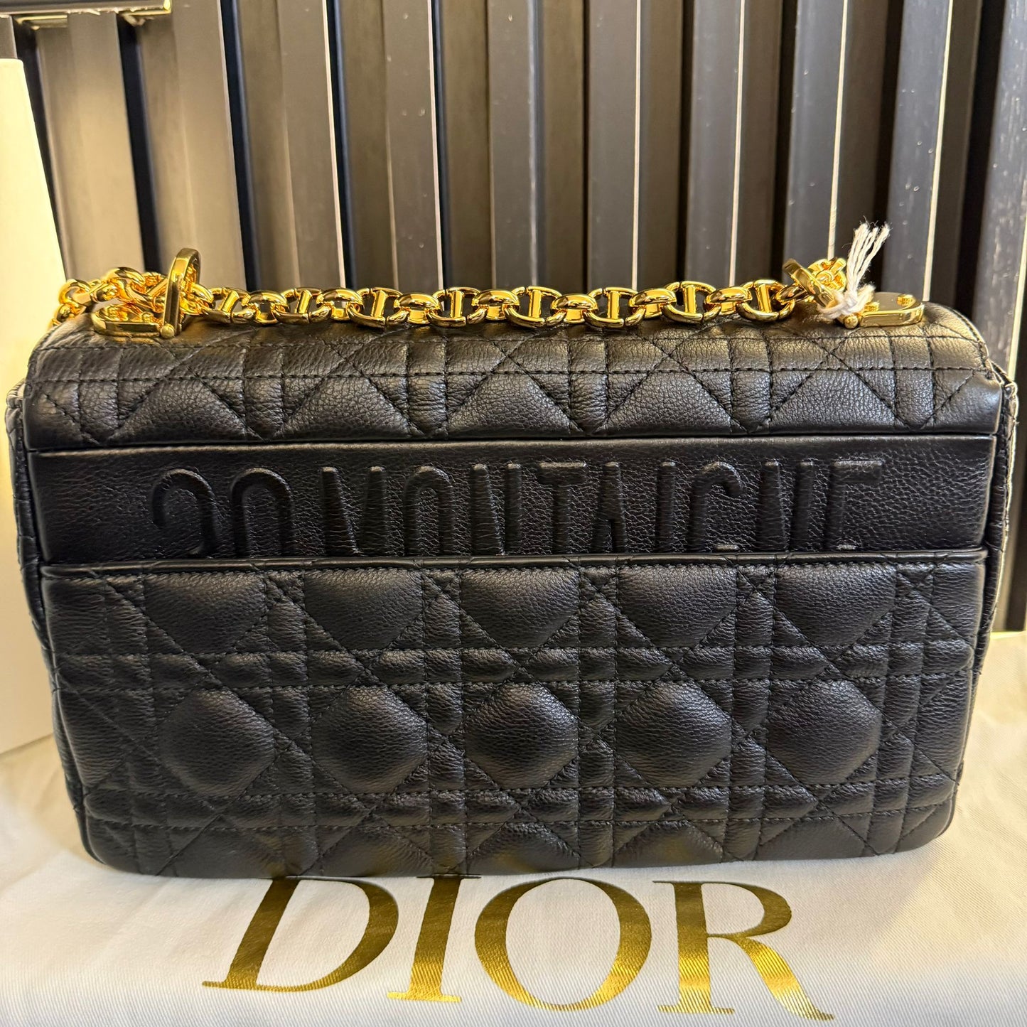 dior caro borsa media Pelle di vitello morbida Cannage nera