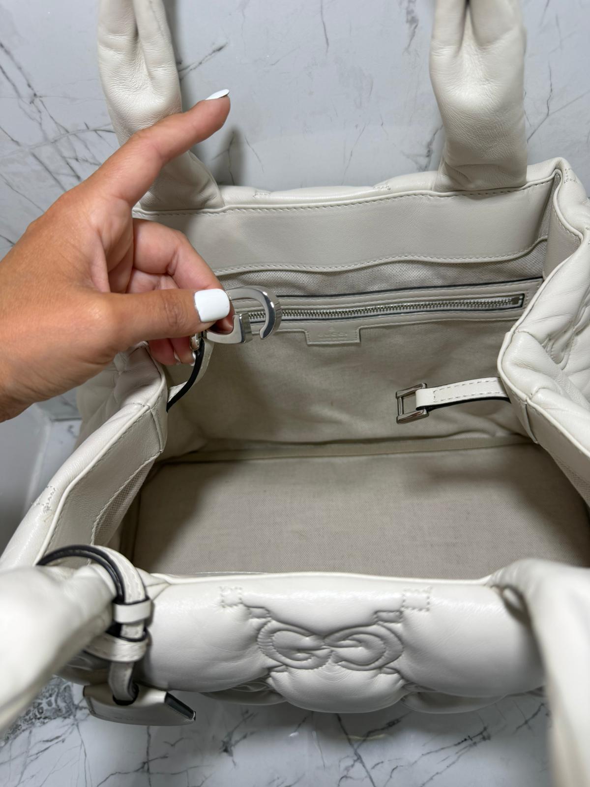 gucci Borsa Tote Grande GG Matelasse bianco