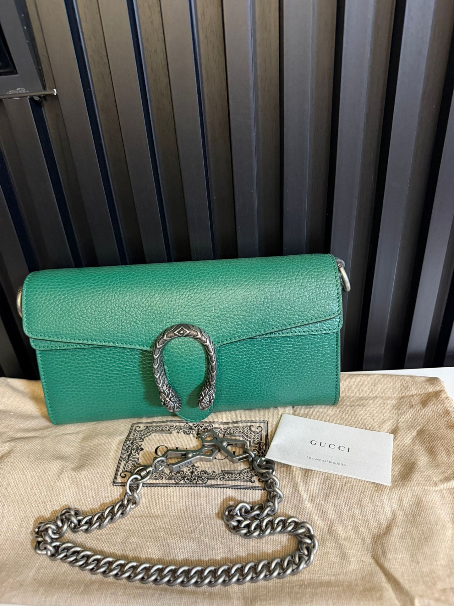 GUCCI BORSA A SPALLA DIONYSUS IN PELLE VERDE E DOPPIA TRACOLLA