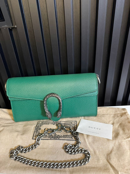 GUCCI BORSA A SPALLA DIONYSUS IN PELLE VERDE E DOPPIA TRACOLLA