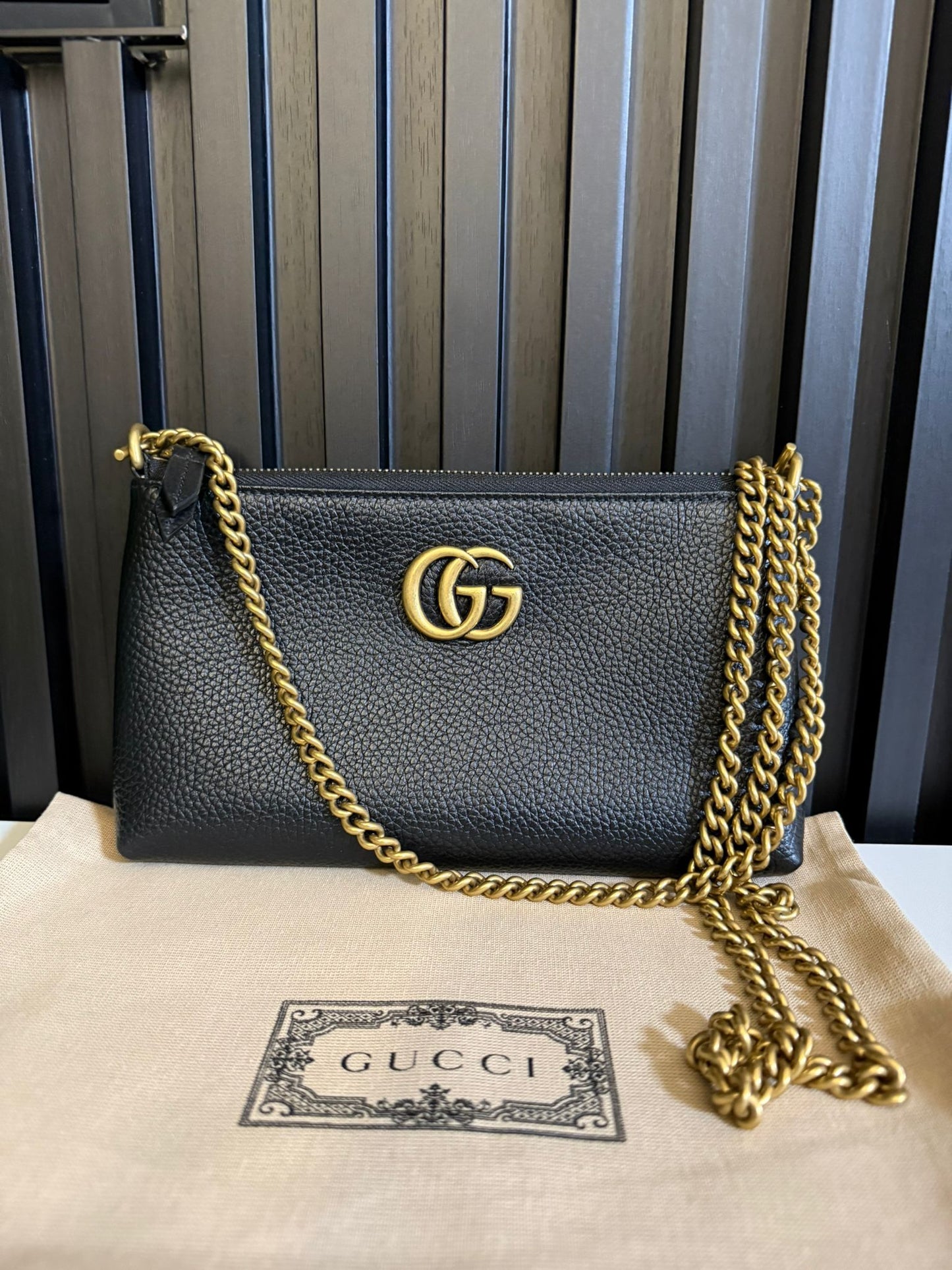 gucci marmont woc shoulder bag in pelle nero