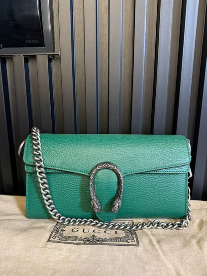 GUCCI BORSA A SPALLA DIONYSUS IN PELLE VERDE E DOPPIA TRACOLLA