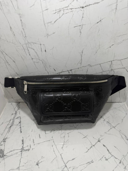 gucci marsupio uomo nero in pelle stampa guccissima