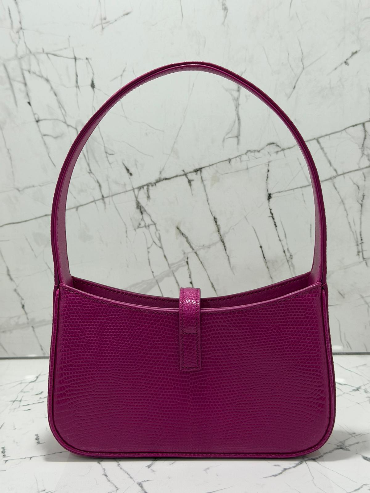 saint laurent Women's bag Le 5 À 7 Mini Hobo Bag In Lizard In Acid Pink