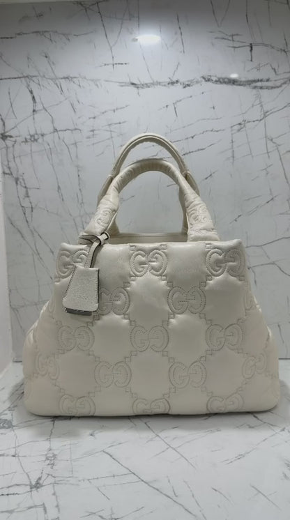 gucci Borsa Tote Grande GG Matelasse bianco