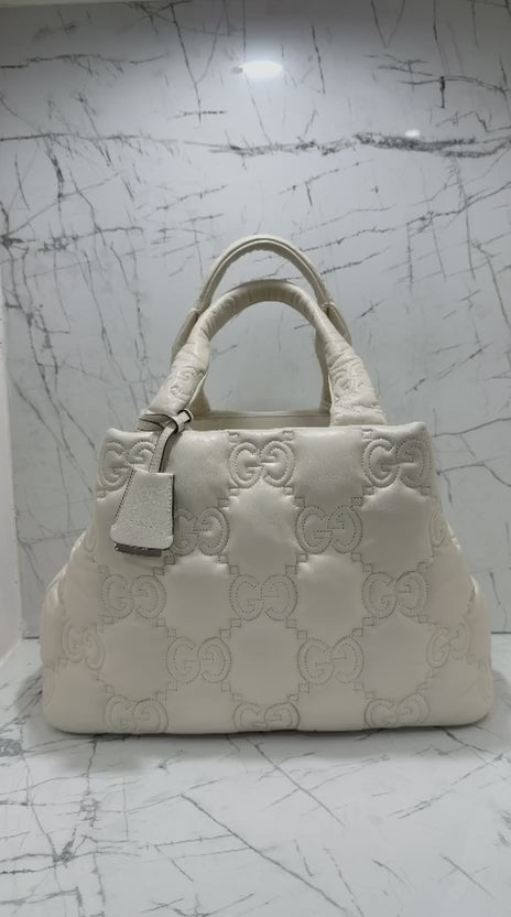gucci Borsa Tote Grande GG Matelasse bianco