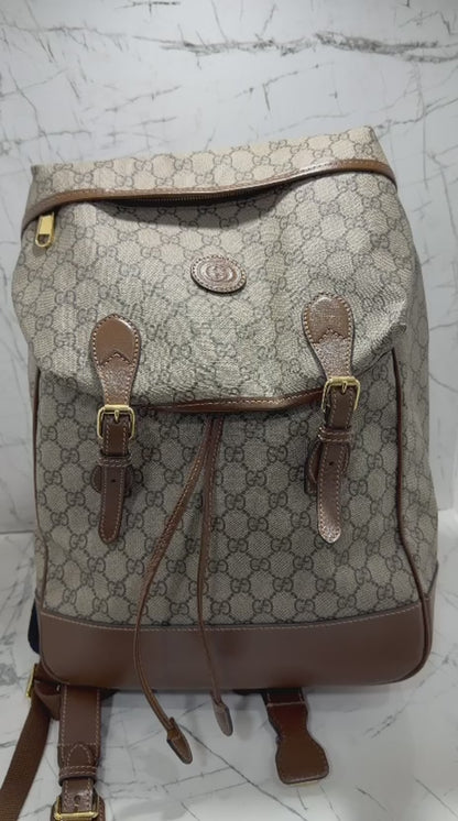 Gucci Zaino Medio GG Supreme Tela Beige/Ebano