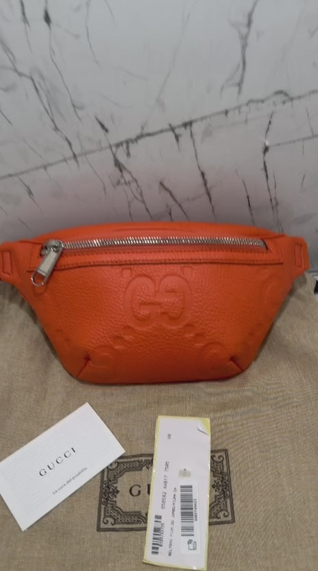 gucci marsupio unisex in pelle stampa gg jumbo colore orange