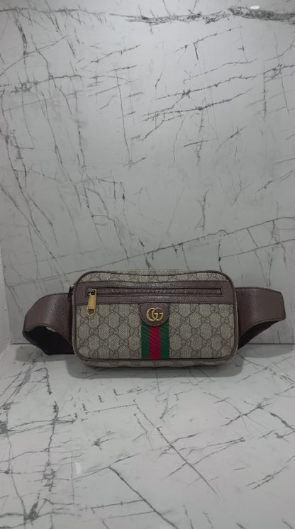 gucci Ophidia marsupio unisex in tela beige profili marroni