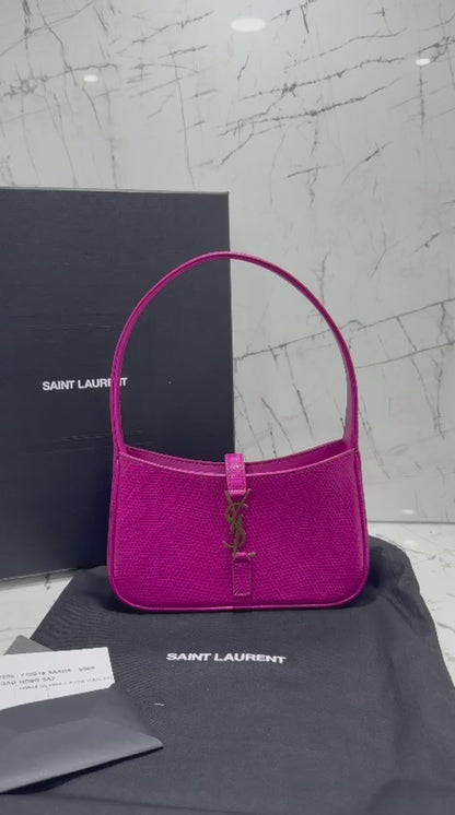saint laurent Women's bag Le 5 À 7 Mini Hobo Bag In Lizard In Acid Pink