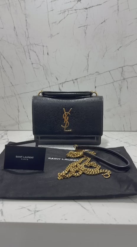 Saint Laurent Sunset borsa donna  Wallet on chain black leather