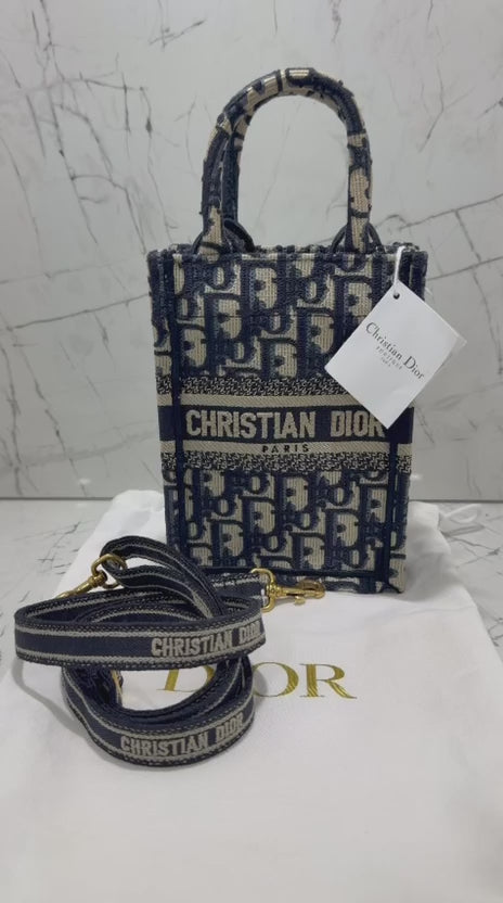 Dior Borsa unisex Book Tote Verticale Tela Multicolore