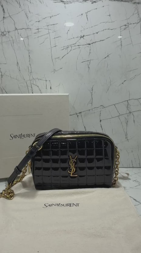 saint Laurent borsa donna Women’s Cassandre YSL Camera Bag in Quilted Patent Leather